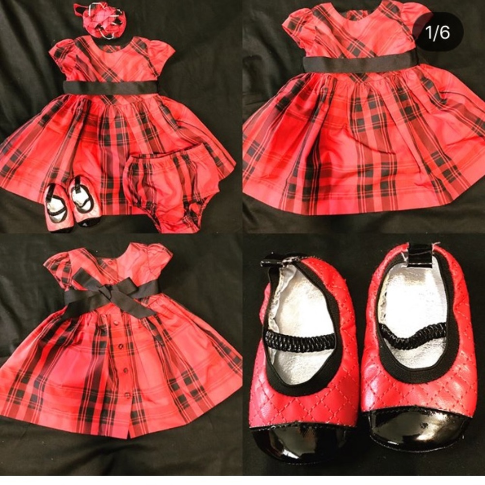 Holiday print infant dress